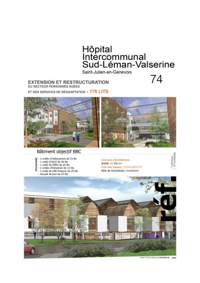 Participation à un concours d'architecture dont le projet était un hôpital intercommunal - Projet non retenu