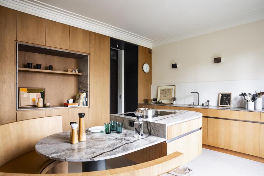 Cuisine CUISINE sur mesure, cuisine bois d'architecte, cuisine marbre, cuisine coin repas