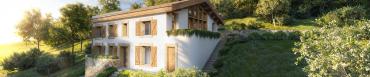 perspective d'une maison basque sur une colline
