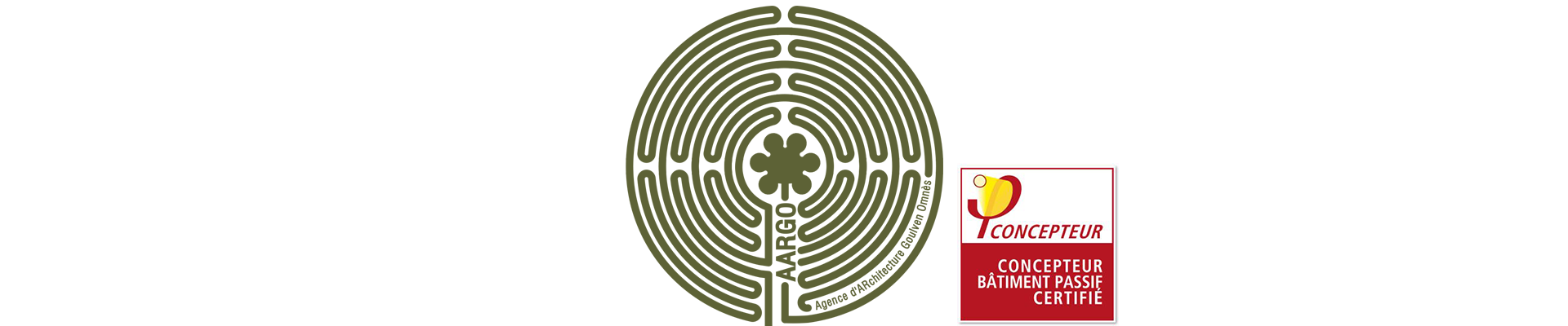 logo AARGO (labyrinthe) Agence ARchitecture Goulven Omnès + institut passive house