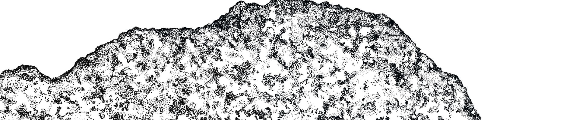 Croquis au point pour représenter la matière dite "grenue" du granite