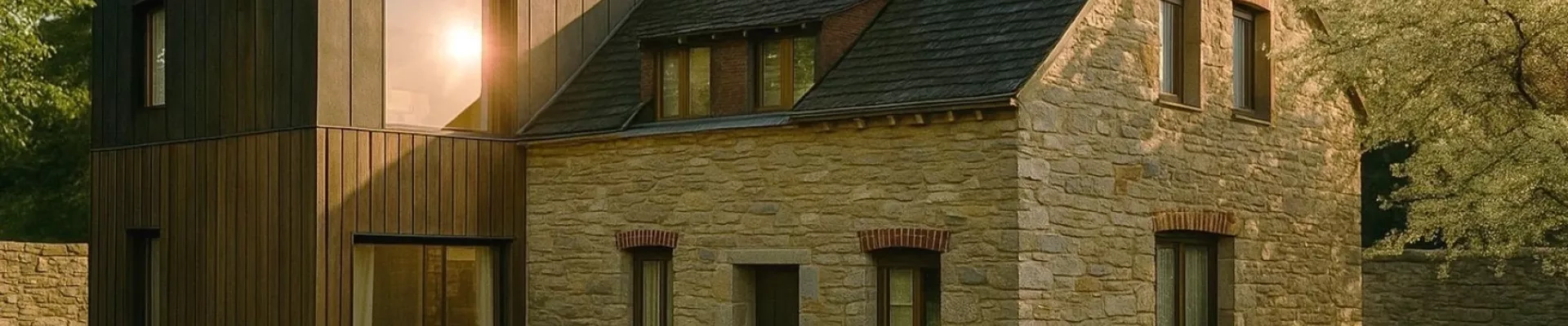 Vue d’ensemble d’un projet mêlant architecture contemporaine et patrimoine bâti.