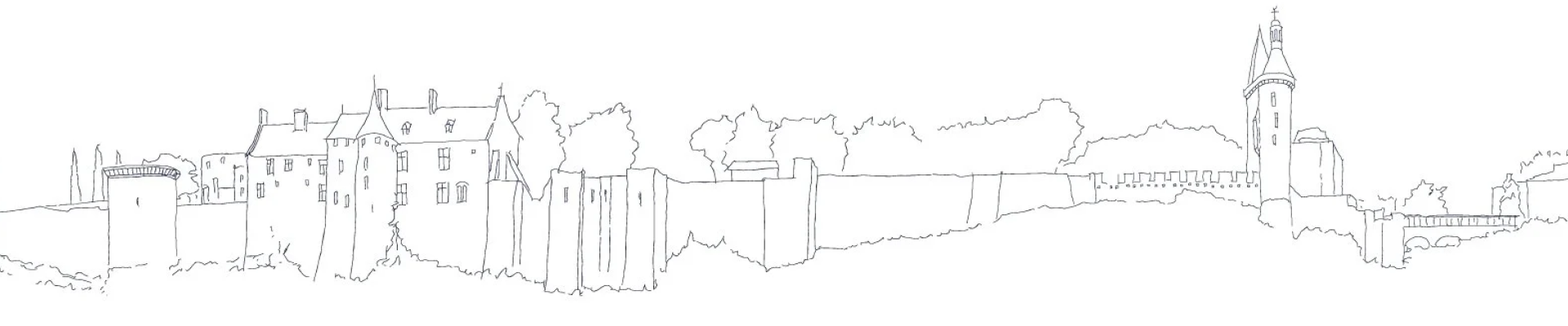 Croquis de la forteresse de chinon depuis le quai Danton