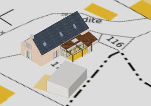 Vues 3D du projet avec création d'un jardin d'hiver