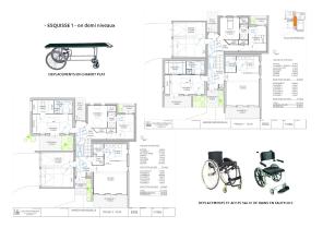 Maison individuelle accessible PMR pour des déplacements en chariot plat et faut