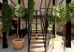 Vue intérieure du loft avec son escalier central