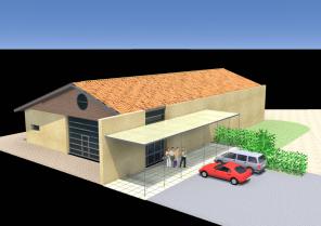 Vue sur pignon Sud et parking visiteurs 1