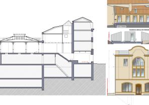 Coupe du projet - Elévations de la terrasse, de l'édicule sur la terrasse et de 