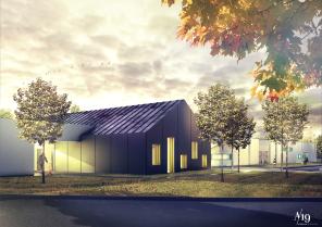 vue sur la bibliothèque depuis la départementale