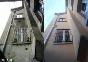 Ravalement de façade - Façade avant et après travaux.