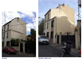 Extension  d'une maison de ville - vue sur la rue 