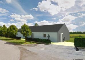 Le profil de la maison s'inscrit dans le vocabulaire architectural rural tout en