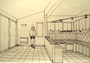 Perspective cuisine/salle à manger transformées.