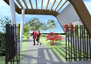 Vue depuis l'accès piétons