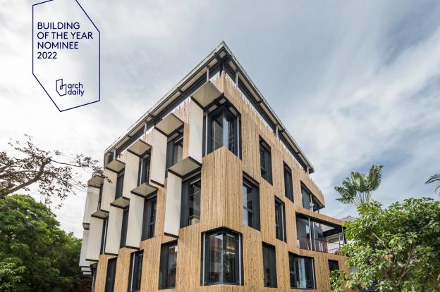 BUREAUX BIOCLIMATIQUES FACADE BAMBOU