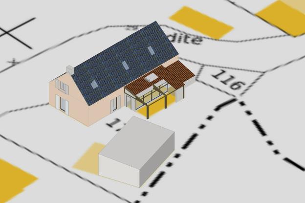 Vues 3D du projet avec création d'un jardin d'hiver