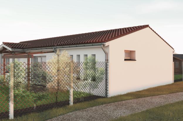 Le traitement sobre du pignon permet une parfaite intégration de l'extension, da