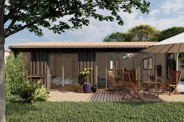 Vue extérieure du projet depuis la parcelle