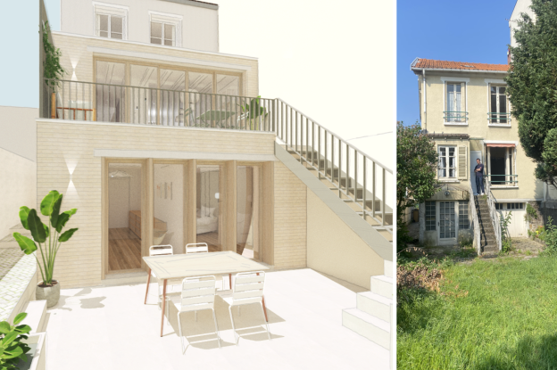 La vue depuis le jardin après/avant