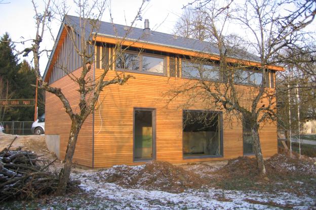 bandeau vitré clins bois et zinc