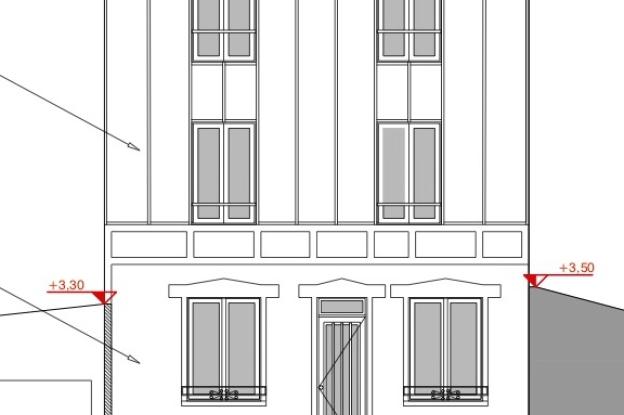 Façade ouest du projet de surélévation.
