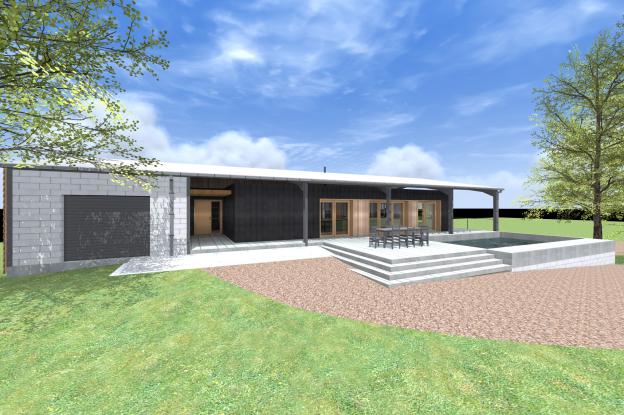 La maison se glisse dans le volume existant.