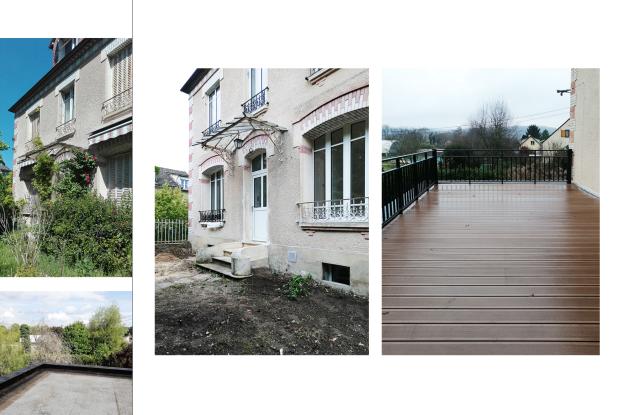 Façade Sud côté rue / Terrasse côté Nord