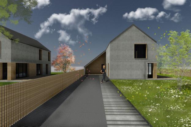 Maison contemporaine béton brut et bois