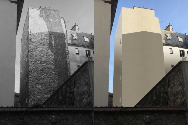 Murs pignons avant et après isolation au béton de chanvre