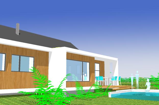 vue sur le jardin et la piscine