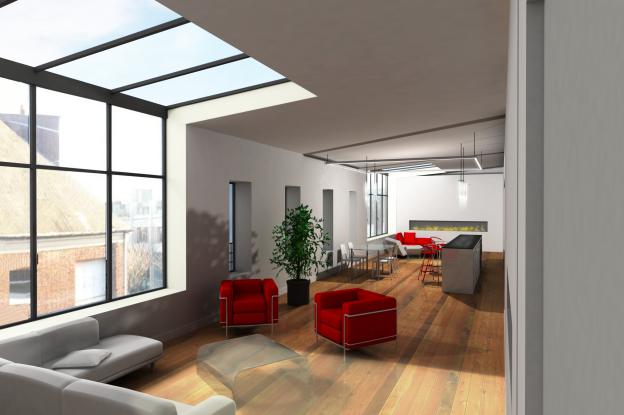 Loft créé en R+2 de la surélévation d'un immeuble