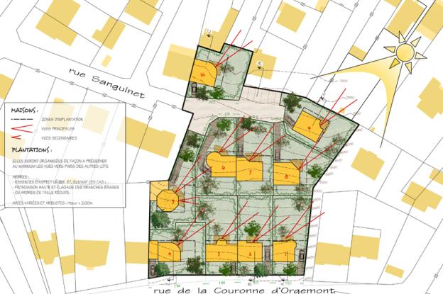 Lotissement de maisons bioclimatiques HQE - plan masse