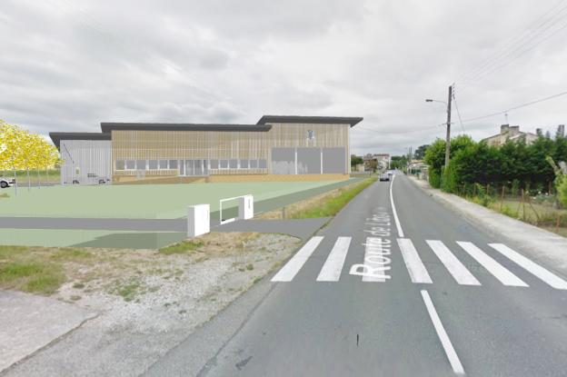 Photomontage de la façade vue en entrée de bourg.