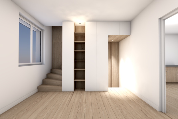 Création d'un escalier et de mobilier intégré