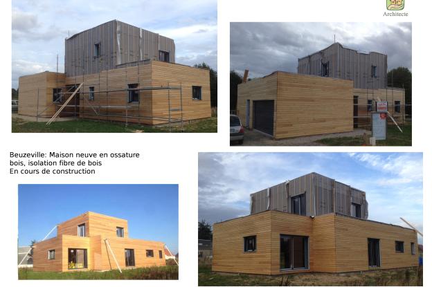 Maison neuve en ossature bois, toiture terrasse
