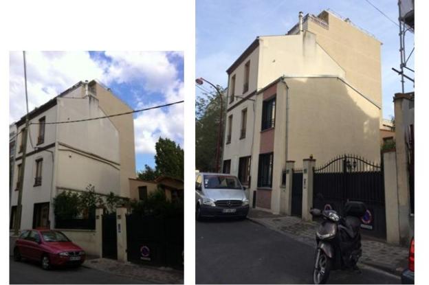 Extension  d'une maison de ville - vue sur la rue 