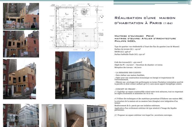 Réalisation d'une  maison d’habitation à Paris (16e)