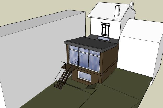 Perspective du projet - l'existant en blanc