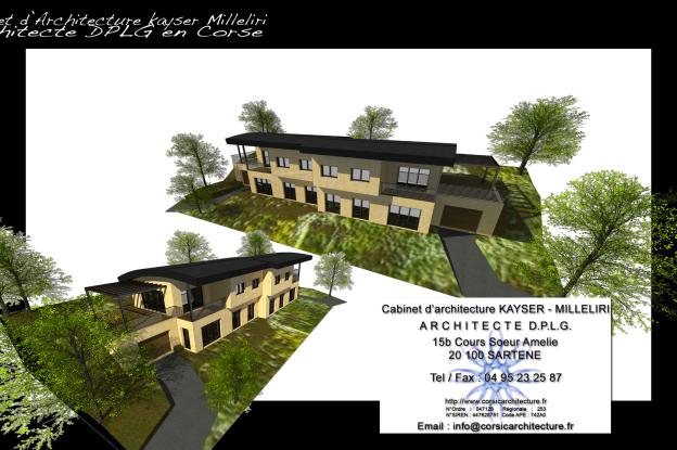 Résidence d'architecte contemporaine & écologique de standing de 4 appartements 