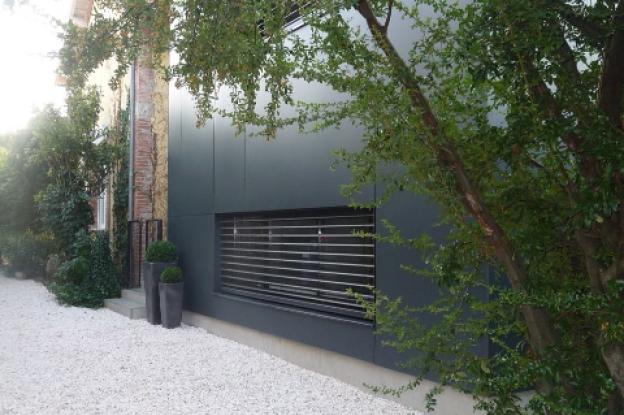 Façade principale - extension bois - habillage panneaux bois