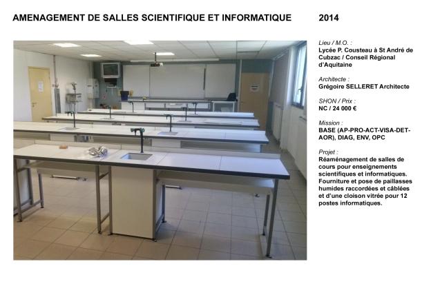 Aménagement de salles de sciences et informatique