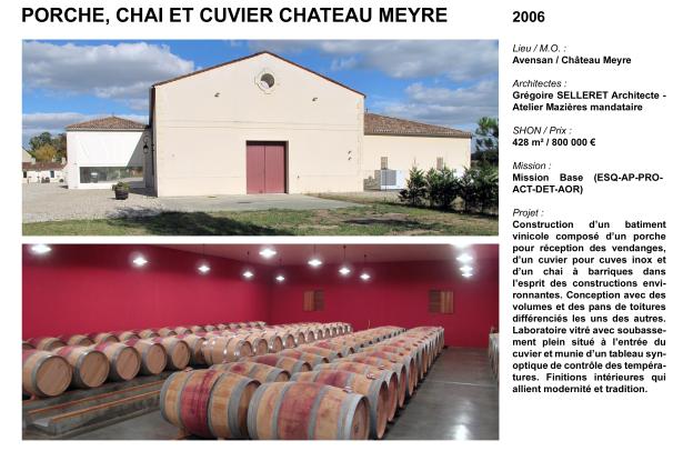 Porche, chai et cuvier chateau Meyre