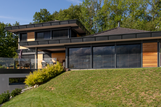 Maison bois bioclimatique Bonnes-sur-Menoge _ Façade Sud