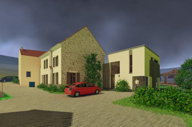 Saint-Eugène, extension maison, projet cour