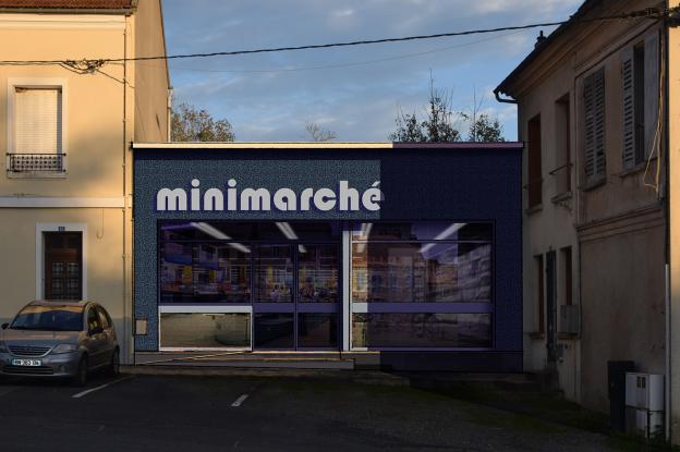 Viels-Maisons, aménagement commerce, projet façade moderne bleu