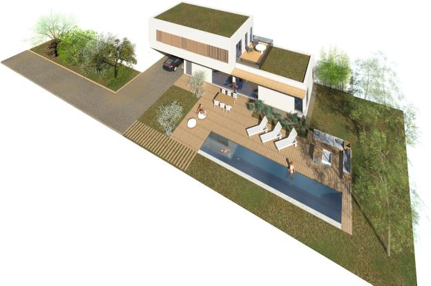 Conception d'une maison sur un terrain de centre-ville tout en longueur