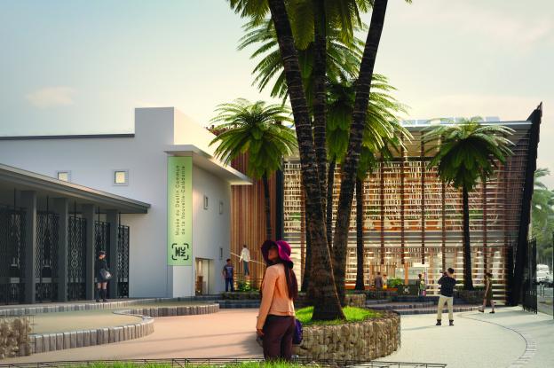 Le musée existant est enveloppé par les extensions, qui créent une nouvelle inte