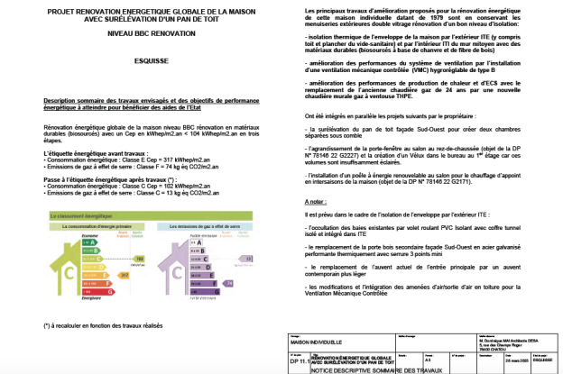 NOTICE DESCRIPTIVE SOMMAIRE DES TRAVAUX