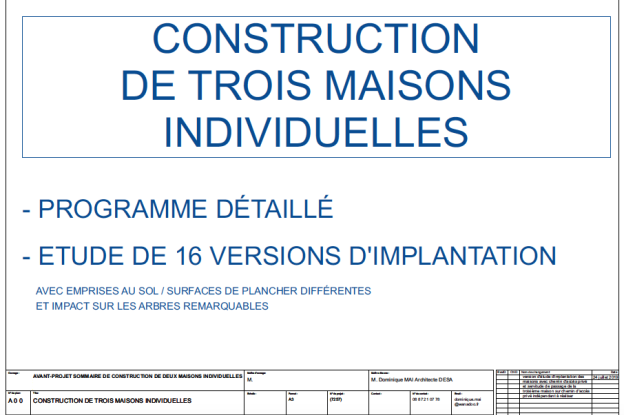 PROJET DE CONSTRUCTION DE TROIS MAISONS INDIVIDUELLES