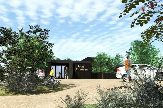 Vue générale de l'entrée du stand de tir